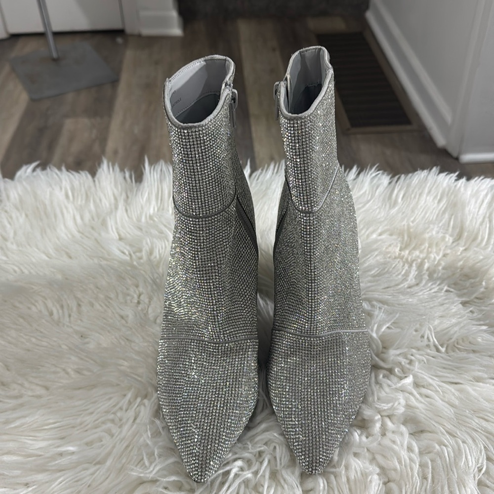 Madden Girl Silver Rhinestone Ankle Boots
